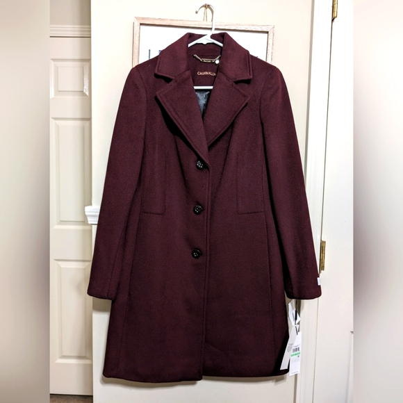 CK CASHMERE Wool Blend Coat NEW Size 8 Red Calvin Klein - Picture 3 of 16